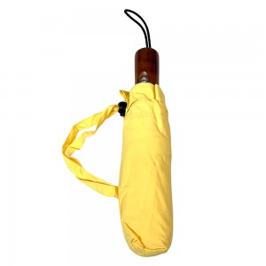 Ovida Potpuno automatski sklopivi kišobran s drvenom drškom Pongee tkanina svijetle boje s logotipom
