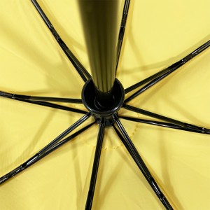 Ovida me dorezë druri ombrellë me palosje të plotë me ngjyrë të lehtë me logo