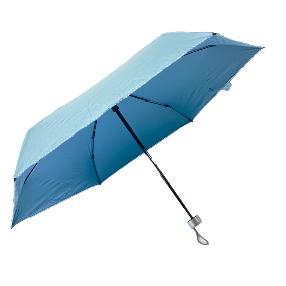 Ovida 5folding super slim mini umbrella with customized lace piping rain umbrella
