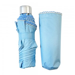 Ovida 5-foldende superslank miniparaply med tilpasset regnparaply med blonder