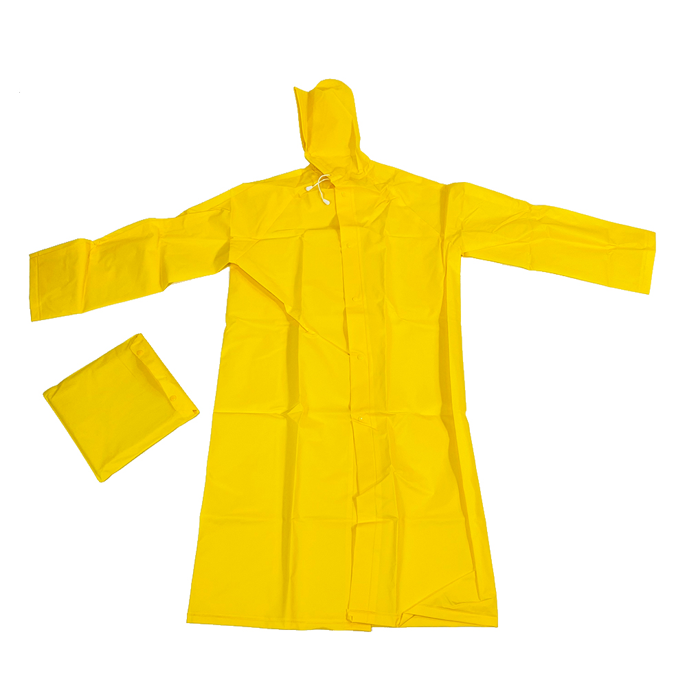 Ovida იაფად მოზრდილთა საწვიმარი ქურთუკი საერთო მძიმე გამძლეობის წვიმის ქურთუკი PVC გადამუშავების გამოყენება ეკოლოგიურად სუფთა ყვითელი წვიმის ხელსაწყოებით