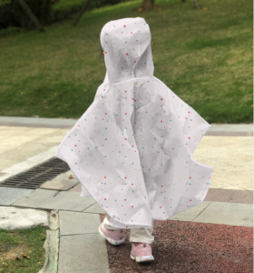 Ovida brand new clear kid raincoat designer transparent school children dot design rain coat wholesale