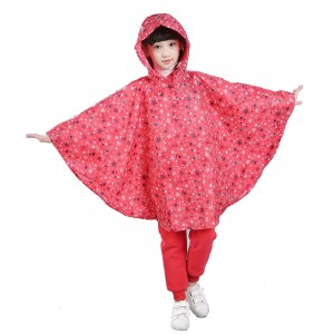 Ovida regnkappe med stjernedesign til piger Miljøvenligt materiale Salgsfremmende plastik Bærbar regnfrakke regntøj