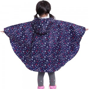 Ovida Outdoor Travel EVA PVC Fabric Fashion පරිසර හිතකාමී අතේ ගෙන යා හැකි වැහි කබාය අවුරුදු හතරක ළමුන් සඳහා