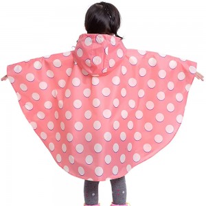 Ovida, gran oferta, poncho rosa barato para niños, lindo patrón de puntos, abrigo impermeable para niños con poncho con capucha