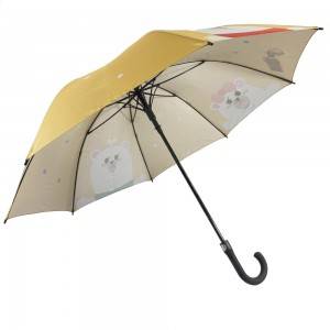 Ovida 27inch Automatic Golf Straight Hook Rubberized Grip Stick Custom Logo Prints Anti-UV Umbrella