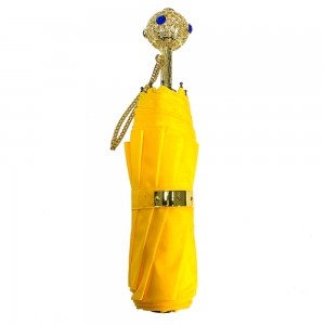 Ovida tilpasset paraply nylon super vannavstøtende med krystall diamant luksus gul paraply