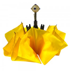 Ovida custom umbrella nilon super water repellant dengan kristal berlian payung kuning mewah