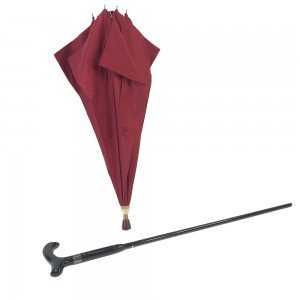 Leabhar-làimhe Ovida Fosgailte 16mm Alu Shaft Handproof Waterproof Handle Crook Handle Gents Stick Made Cane umbrellas