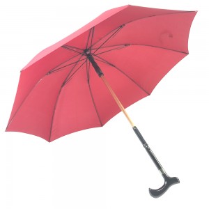 Ovida Afowoyi Ṣii 16mm Alu Shaft Windproof Water Resistant Crook Handle Gents Stick Cane umbrellas
