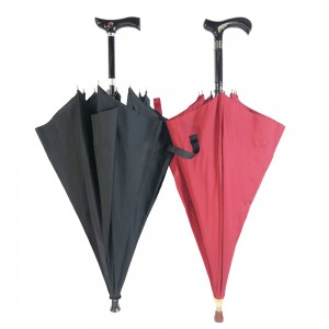 Штап за кишобран са кишобраном за жене и мушкарце у црној црвеној боји, штап за шетњу са кишобраном, штап за шетњу у црној боји