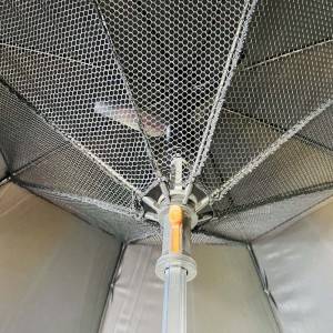 Paraugas de ventilador de pulverización de auga con ventilador con dispositivo de pulverización Paraugas de ventilador de refrixeración de protección solar