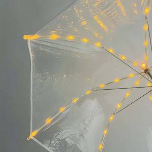 Paraguas de golf transparente recto recto automático con LED intermitente