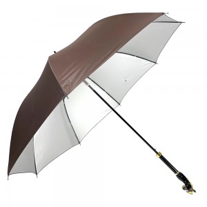 Ovida Silver Gouden Animal horse Handle fiberglass frame Black Luxury Walking Stick paraplu