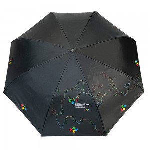 Ovida, venda por xunto, logotipo personalizado impreso de tela dobre a proba de vento, asa en forma de J, paraguas de choiva inverso invertido