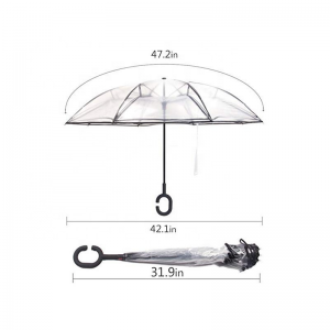 Ovida Outdoor Transparente Dobrável Dupla Camada Padrão Japonês Plástico Transparente Dobrável Guarda-chuva Reverso