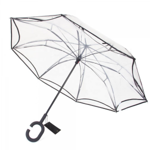 Ovida Outdoor trasparenti li jintwew saff doppju Mudell Ġappuniż tal-plastik trasparenti li jintwew reverse umbrella