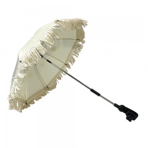 Ovida Groothandel hoë kwaliteit UV silwer coating clip stootwaentjie parasol klem baba sambreel pasgemaakte logo clip op sambreel