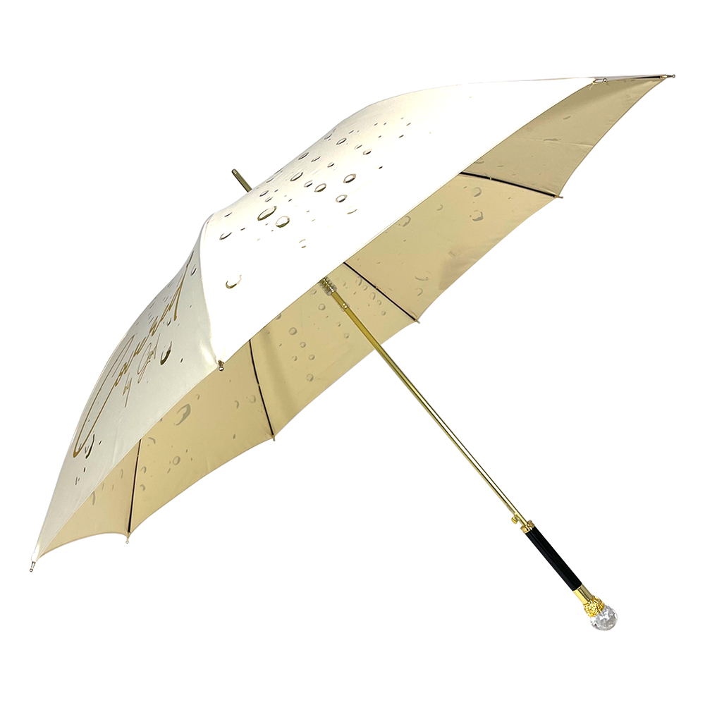 Dorezë diamanti me printim dixhital Ovida me kornizë të artë sombrilla ombrellë luksoze e palosshme me porosi