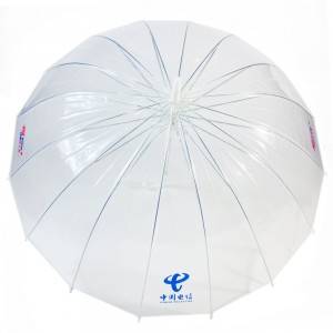 자동 16리브 스틱 스트레이트 투명 골프 우산