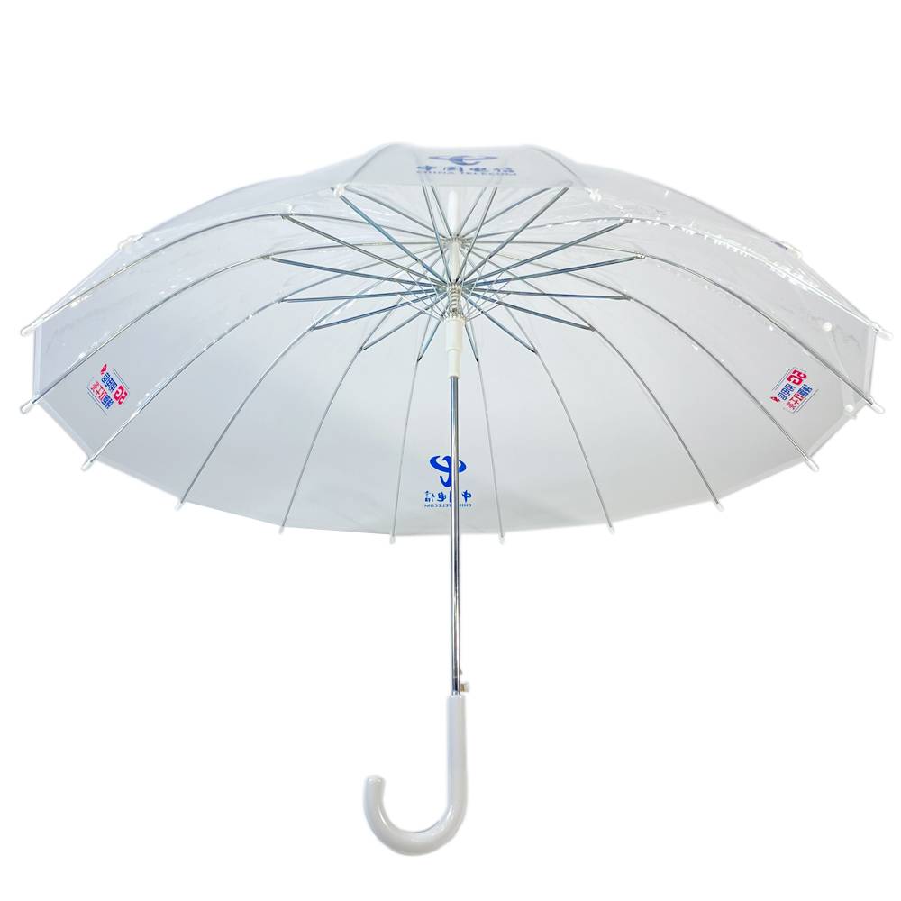 Paraguas de golf transparente recto de palo de 16 costillas automático