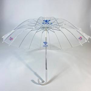 Umbrellaya golfê ya 16 ribên otomatîk Stick rasterast û zelal