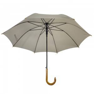 Custom Beige Auto ачылышы 50inch Wood Hook Umbrella