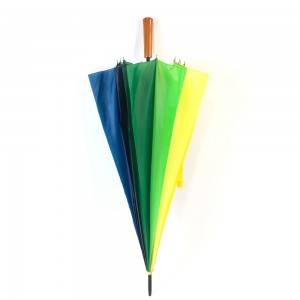 Ovida mànec de fusta manual obert personalitzat Rainbow Stick paraigua
