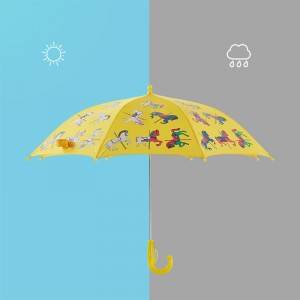 Paraguas para niños que cambia de color con impresión de logotipo de cartón para niños con apertura manual segura
