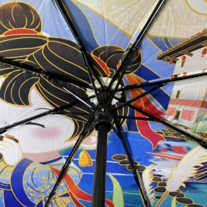 מטריית קידום מכירות מתקפלת שלוש של OVIDA מטריה בסגנון סיני עם עיצוב מותאם אישית