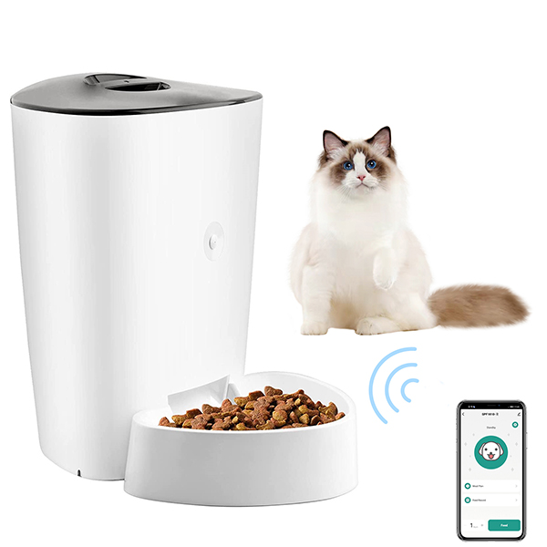 „Wi-Fi“ išmanusis naminių gyvūnėlių tiektuvas 1010-TY su nuotolinio valdymo pulto vaizdu
