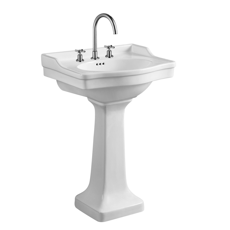 cUP Cert Vitreous China Pedestal Bathroom Sink, 8″ Widespread, White Featured Image