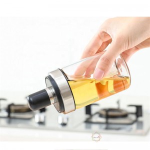 Wholesale 300ml Spice Seasoning Glass Jars Glass Cooking Oil Jar with Oil Brush Thick Glass Ketchup Jar Dispenser with Spoon