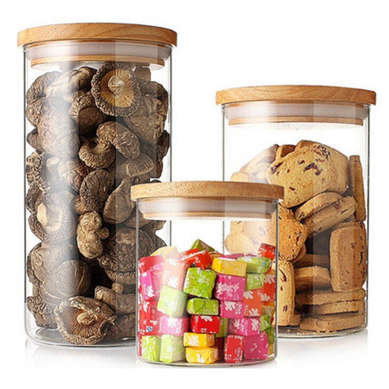 Refrigerator Use Glass Spice Jar Glass Food Storage Jar With Wood Lid 3oz 5oz