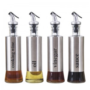 500ml Clear Glass Olive Oil Dispenser Bottle Set Oil Vinegar Cruet Bottle with Pourers Funnel and Labels