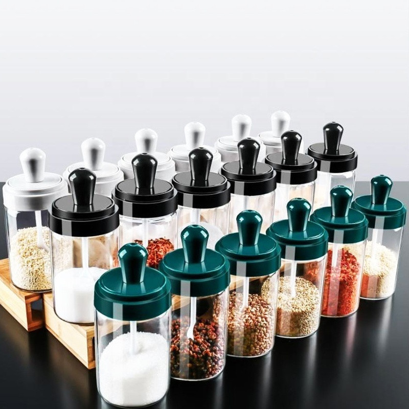 250 ml Kitchen storage container Spice Seasoning Bottle Glass Seasoning Salt Sugar Sealed Jar With Brush and Spoon Oil Pot Featured Image
