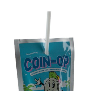 OEM prilagođeno tiskano pakiranje Izljev za pakiranje Plastične vrećice za piće Slamka Vrećica za sok