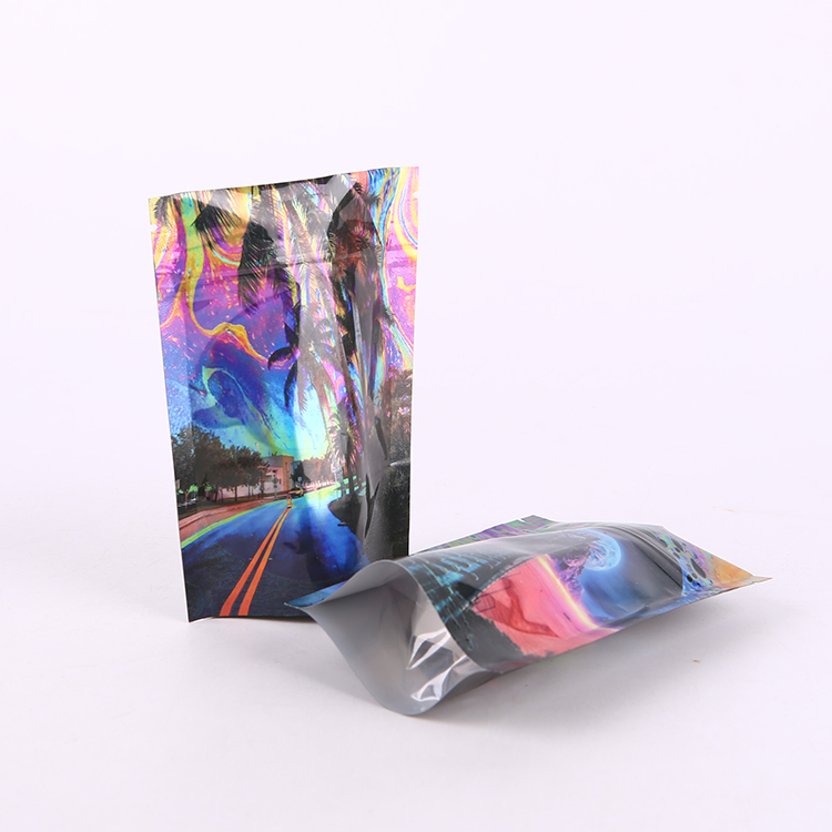 Gepasmaakte ontwerp gedrukte hitteseël holografiese ritssluitingsak opstaanverpakking Reukbestande Mylar-saksakke Uitgestalte beeld