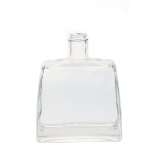 700ml Clear Flat Square Shape Liquor Bottle with Screw Top