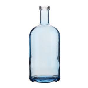 Custom 1000 ml color glass liquor bottle with cork lid