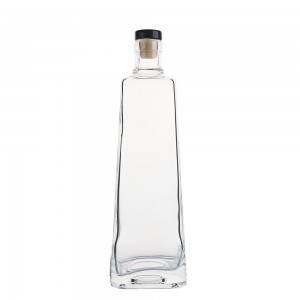 Design clear glass 700 ml liquor bottle with cork