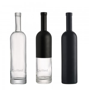 Custom 750 ml black glass liquor bottle