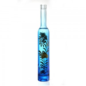 375 ml ice wine liquor paper transfer glass bottle with cork