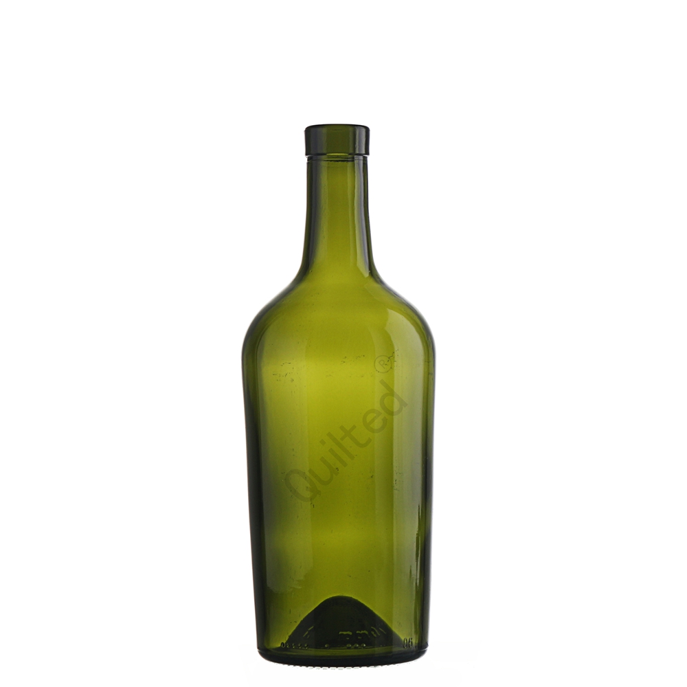 750 ml green color liquor spirit glass bottle with cork Featured Image