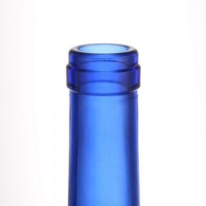 750 ml blue color wine glass bottle with cork