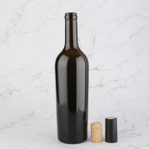 750 ml amber color red wine glass bottle with cork