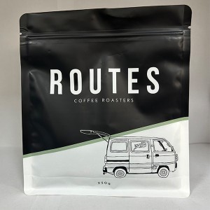 کیسه قهوه بازیافتی 250 گرمی چاپ شده سفارشی با دریچه و زیپ