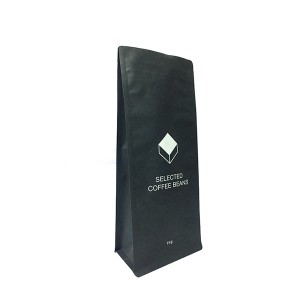 Bolsa de fundo plano de papel kraft personalizado para grãos de café e embalagens de alimentos