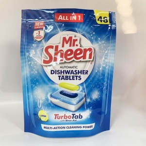 Dishwasher Detergent Pouch with ziplock and notch for Household Care Packaging