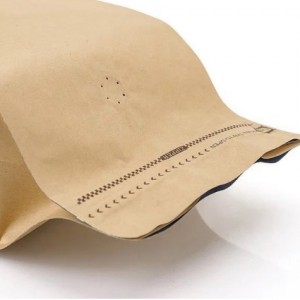 Kohandatud jõupaberist lameda põhjaga kott kohviubade ja toiduainete pakendamiseks